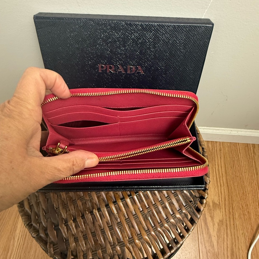 Prada Pink Saffiano Leather Zip Around Wallet - Picture 7 of 7